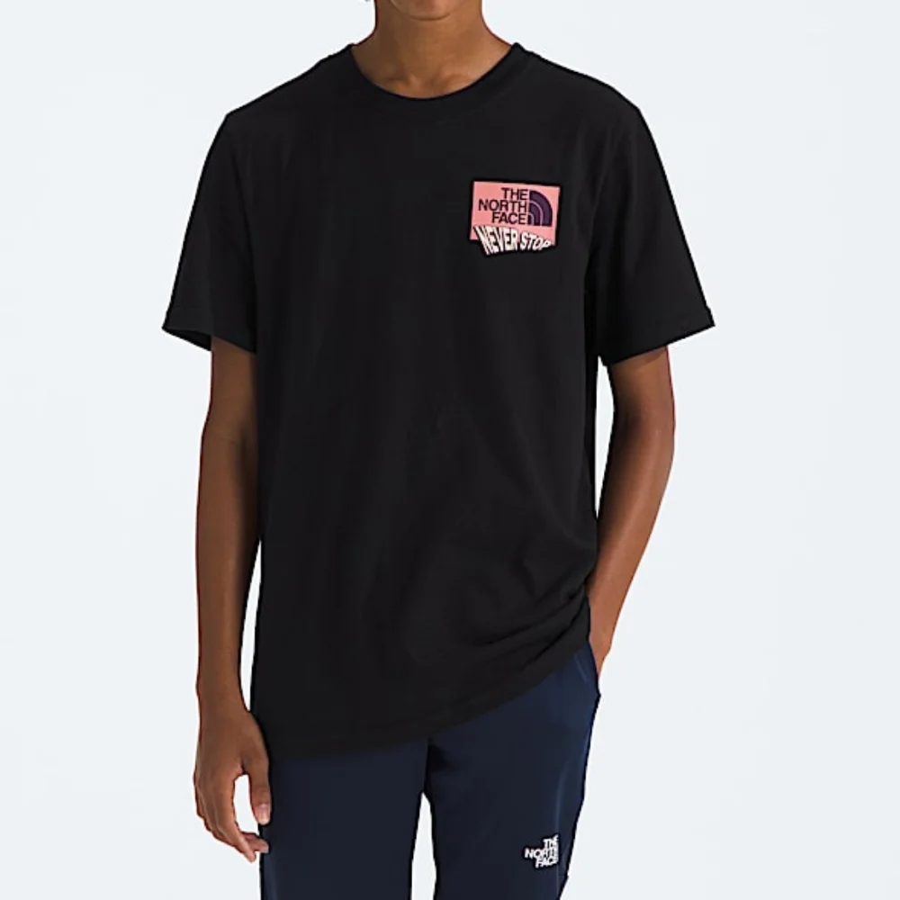 NWT The North Face Cotton Boys Graphic Tee NF0A8B1J4O91-M Black Size M (10) - Picture 1 of 10